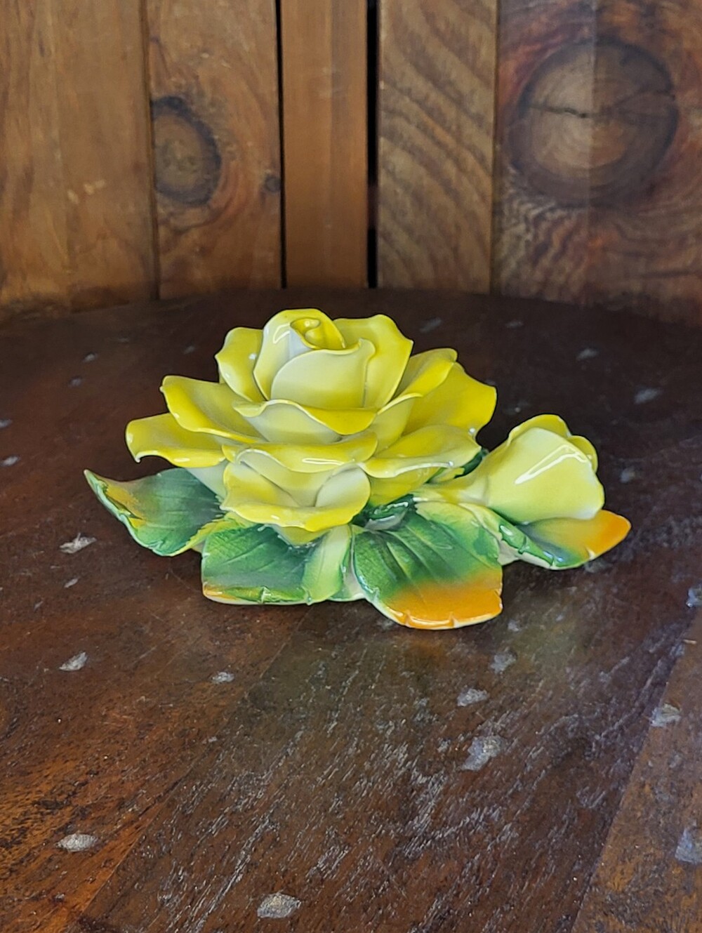 Yellow Porcelain Rose Figurine - Picture 13 of 15